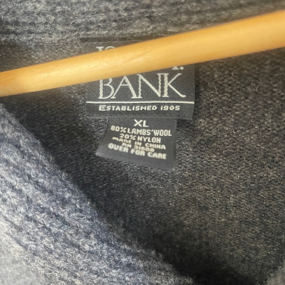 Jos A Bank Sweater X Large Brown  Shawl Collar Lambs Wool Wood Button - Picture 3 of 7